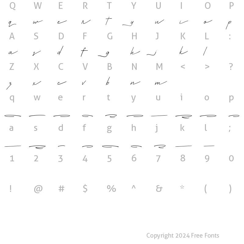 Character Map of Eleanor Rigby Thin Swashes & Al Regular