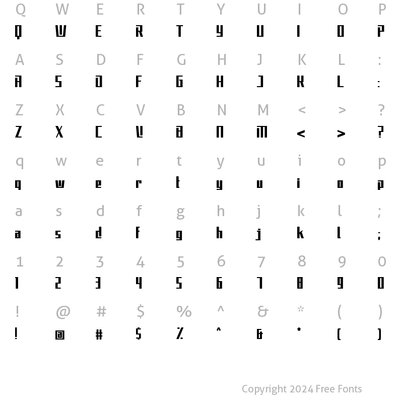 Character Map of Elecstrom Regular