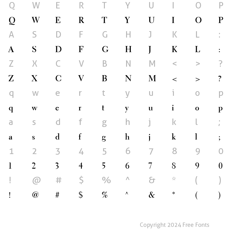 Character Map of Electra LT Display Bold