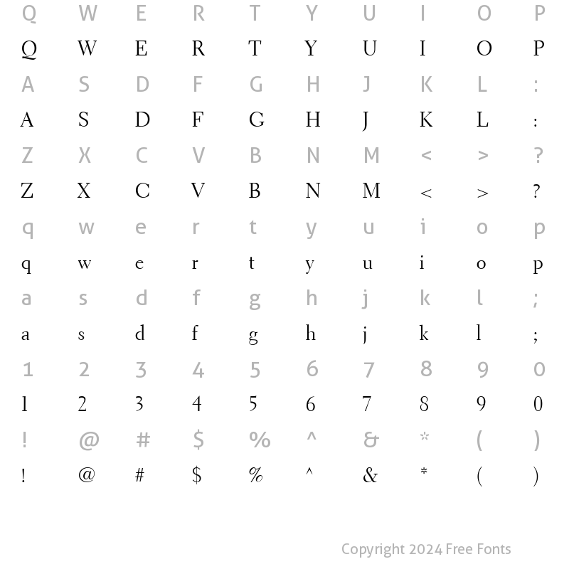 Character Map of Electra LT Display Regular