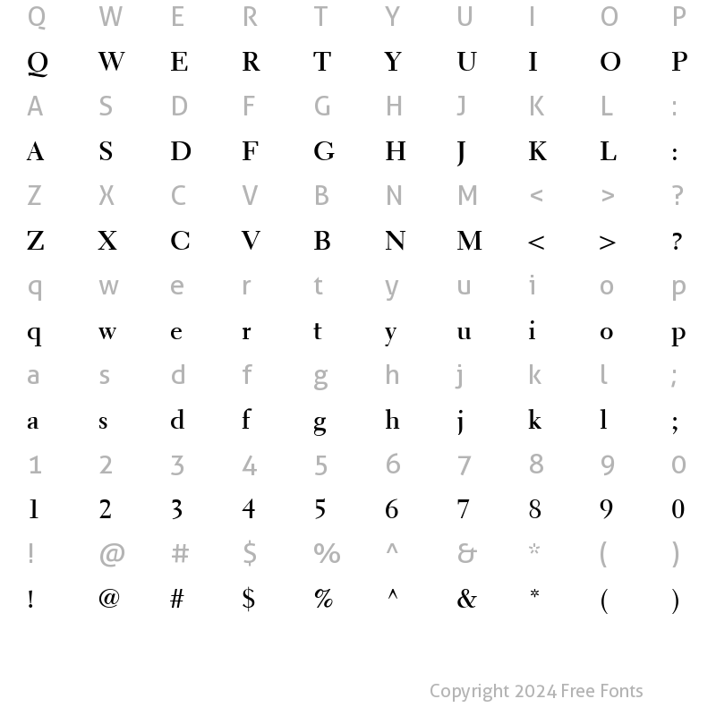 Character Map of Electra LT Regular Bold