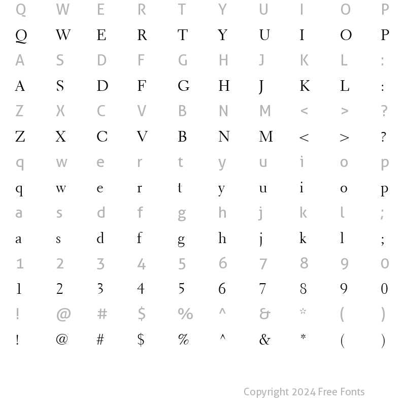 Character Map of Electra LT Regular Regular