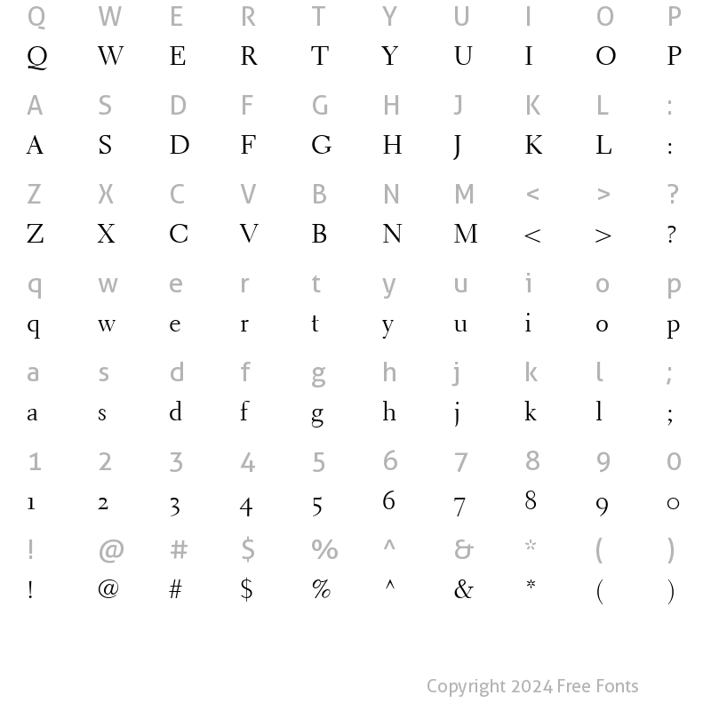 Character Map of ElectraLHOldstyleFigures Roman