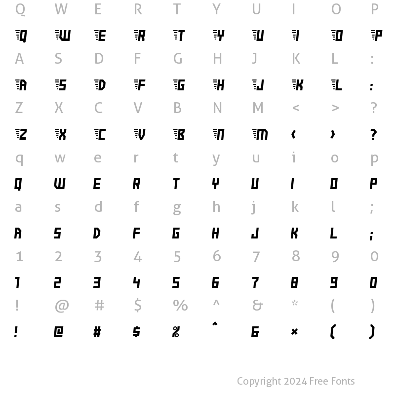 Character Map of Electric Boots Regular