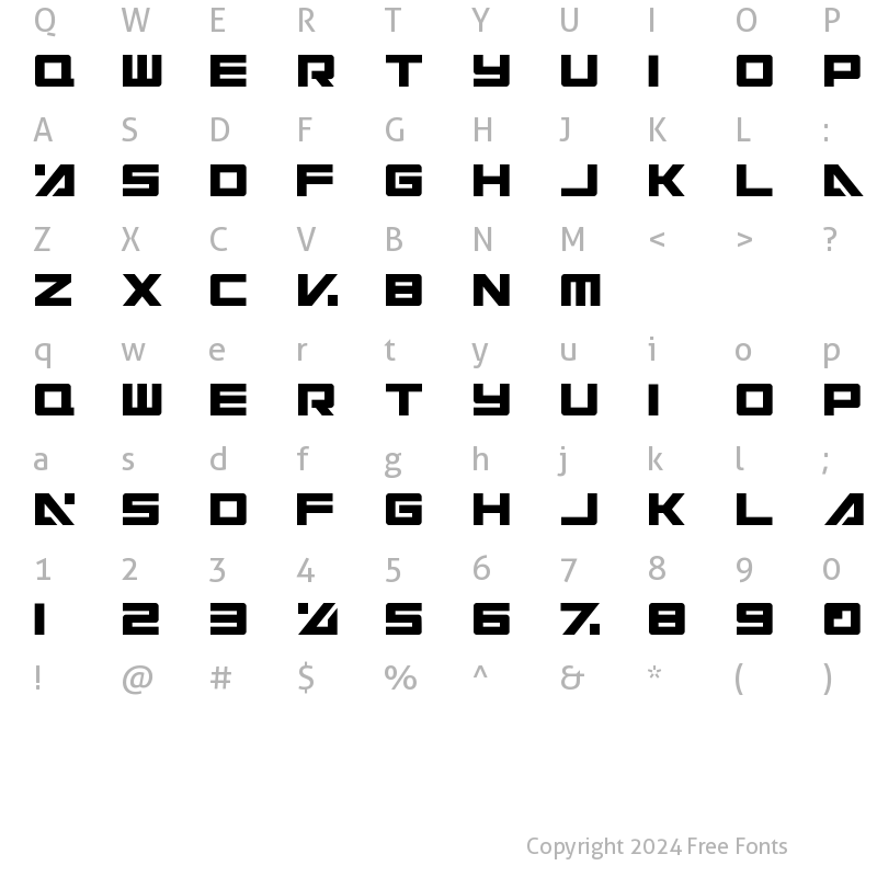 Character Map of Electric Toaster Regular