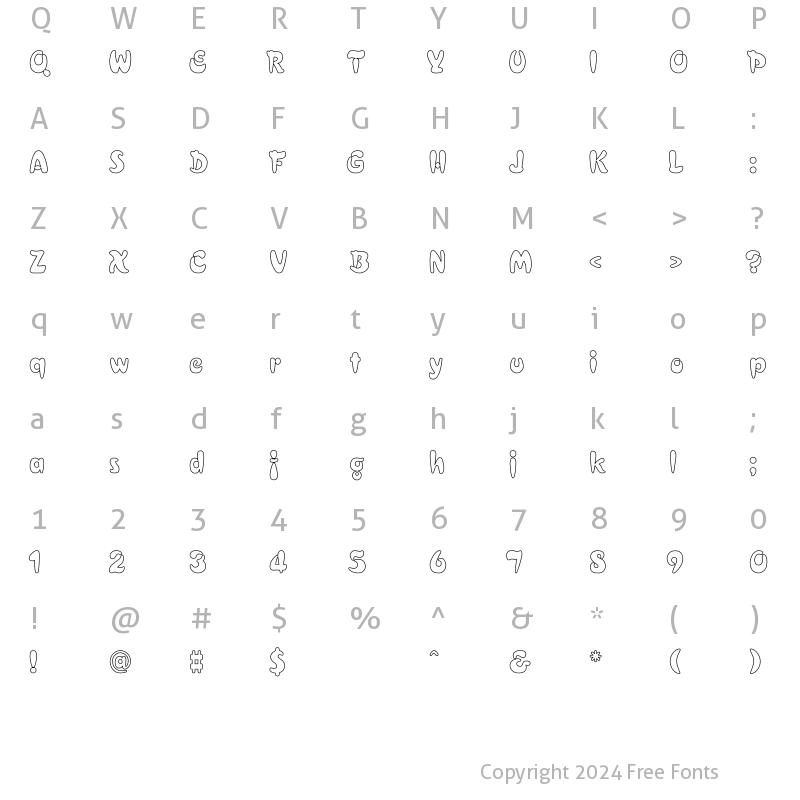 Character Map of Electrik Hollow Regular