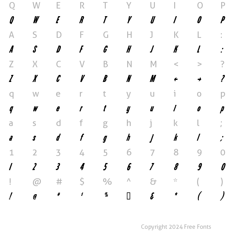 Character Map of Electro Gothic HPLHS