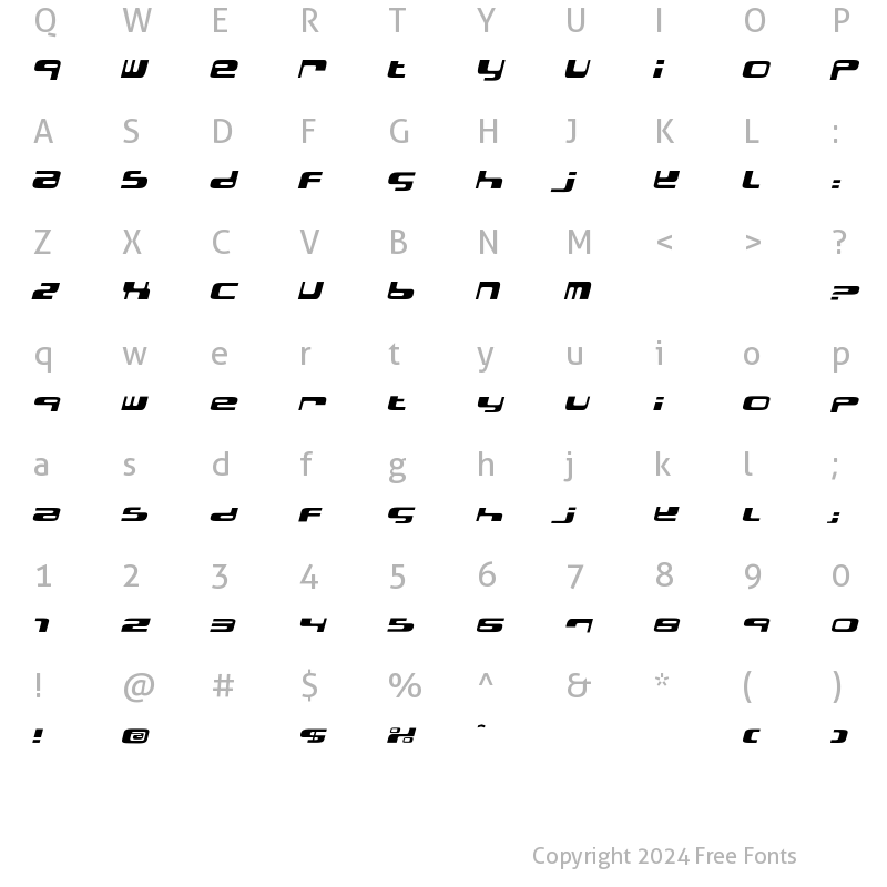 Character Map of ElectroBazar Italic