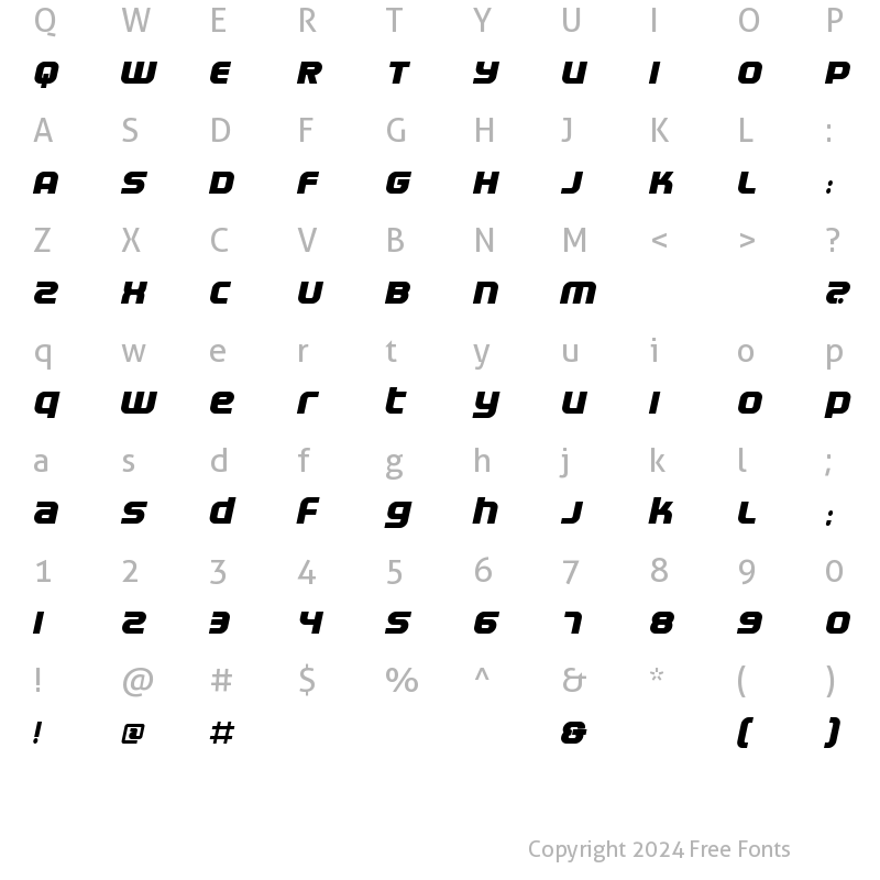 Character Map of Electrofied BoldItalic