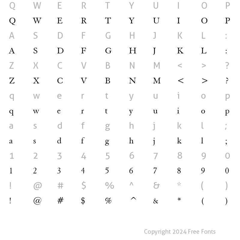 Character Map of ElegaGarmnd BT Roman