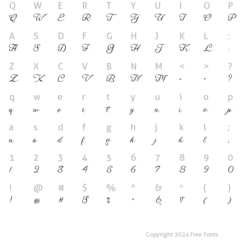 Character Map of Eleganta Regular