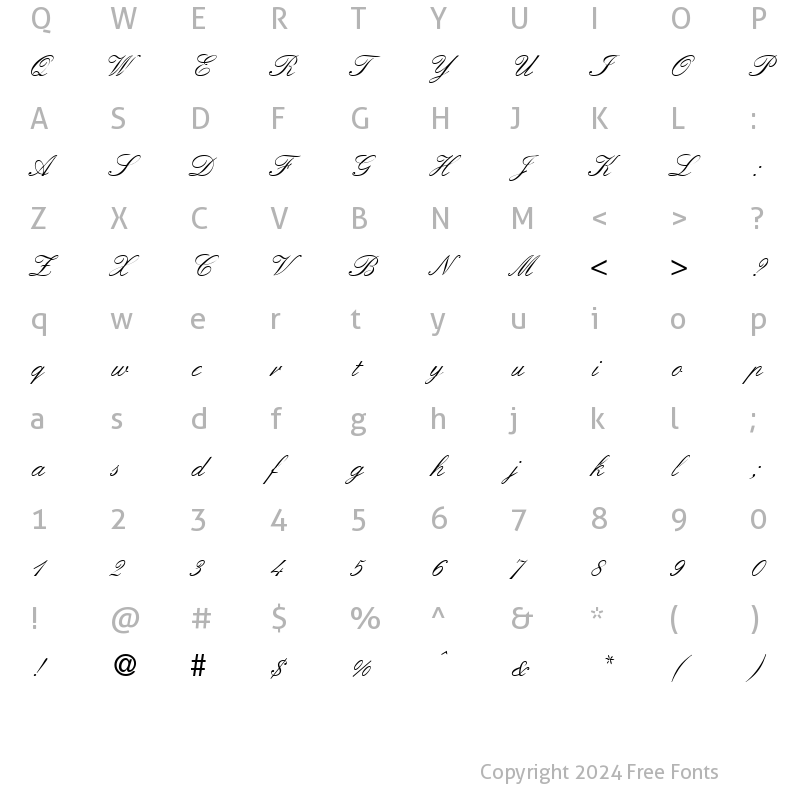 Character Map of ElegantHandOne DB Regular