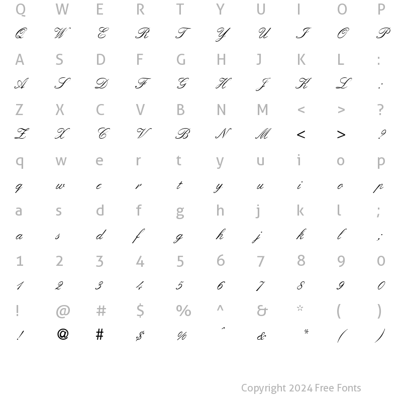 Character Map of ElegantHandOne Regular