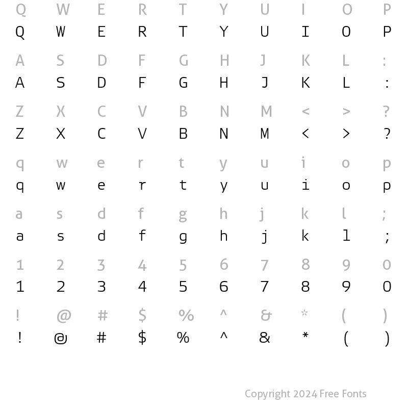 Character Map of Elektra Mono Light Pro Regular