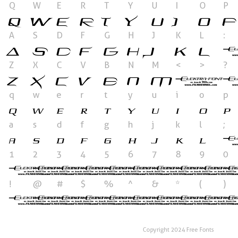 Character Map of Elektra Regular