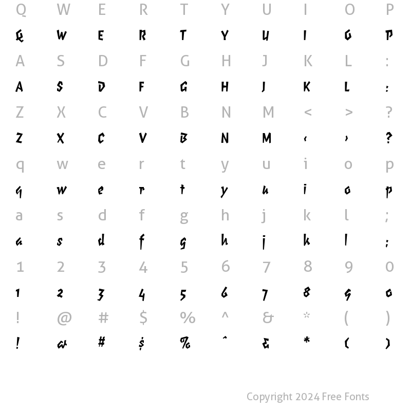 Character Map of ElektrixBoldOldstyle Bold