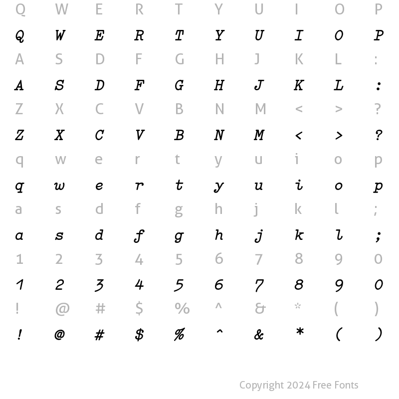 Character Map of Elementa Bold Italic