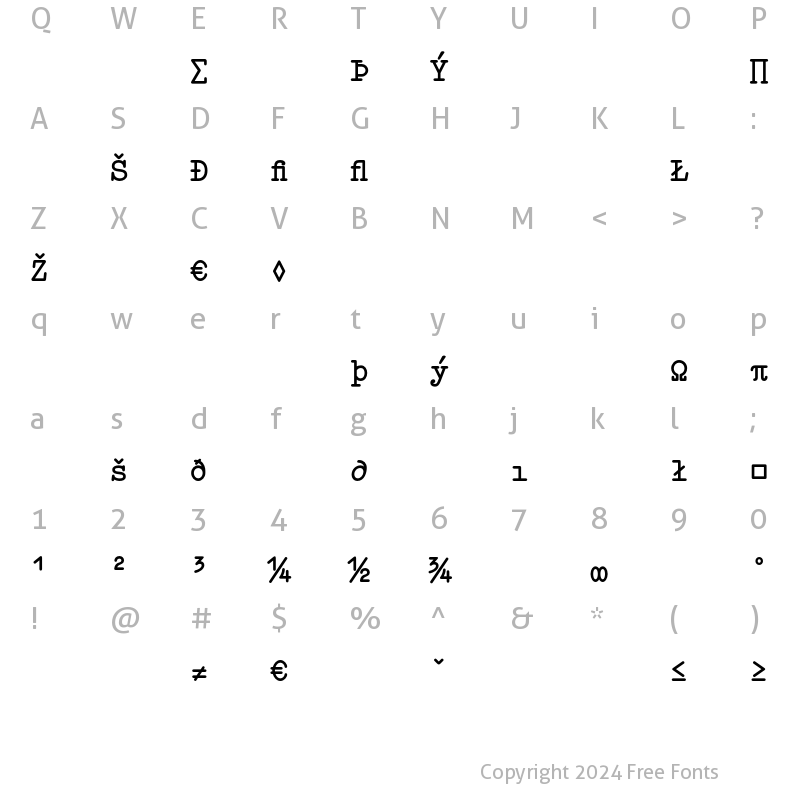 Character Map of Elementa Expert Bold