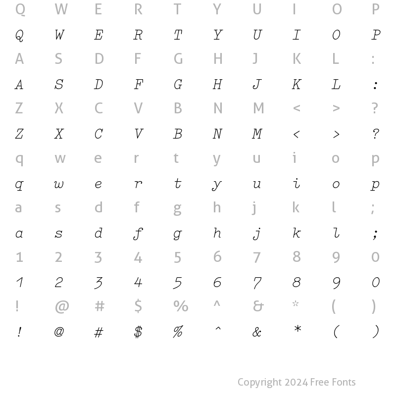 Character Map of Elementa Italic