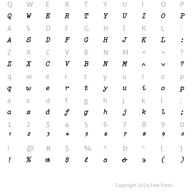 Character Map of Elementa Symbol Bold Italic