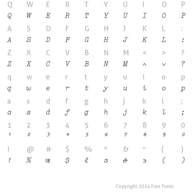 Character Map of Elementa Symbol Italic