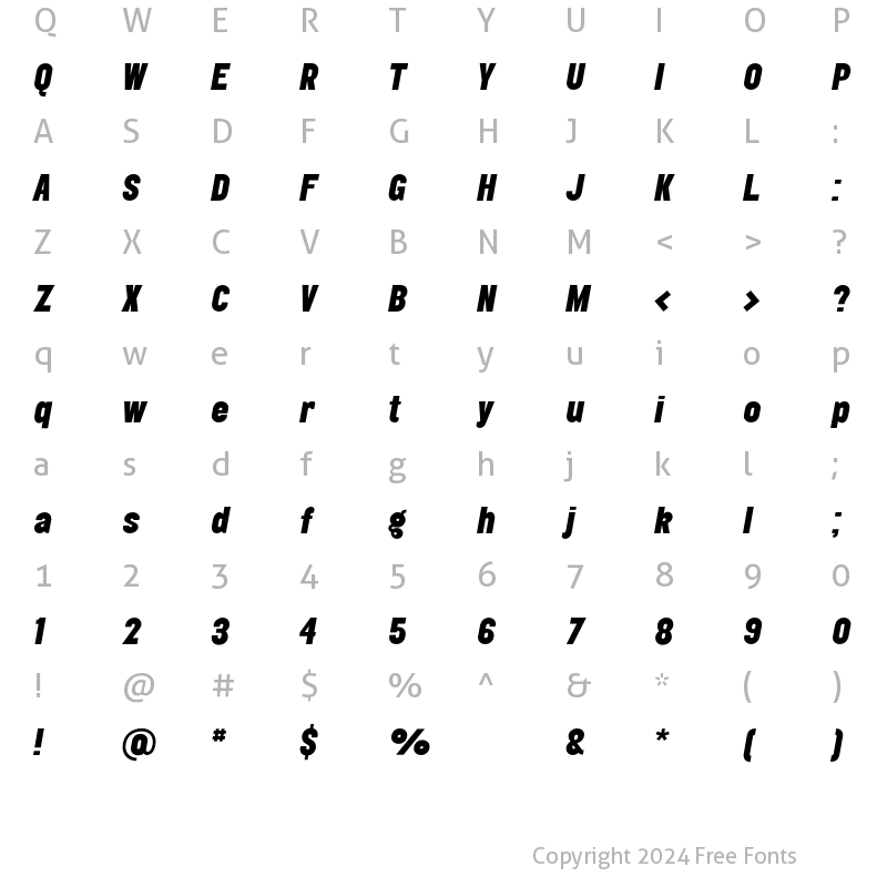 Character Map of Elephant Black Oblique