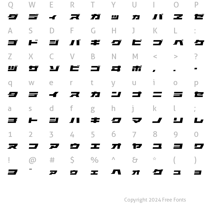 Character Map of ELEPHANT K Oblique ELEPHANT K Oblique