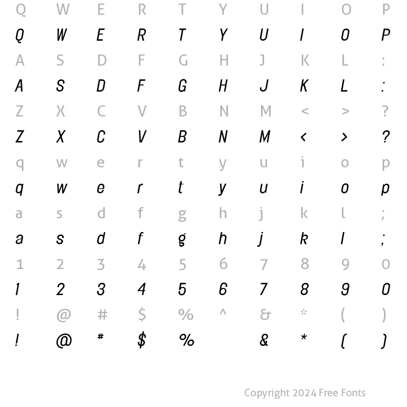 Character Map of Elephant Light Oblique