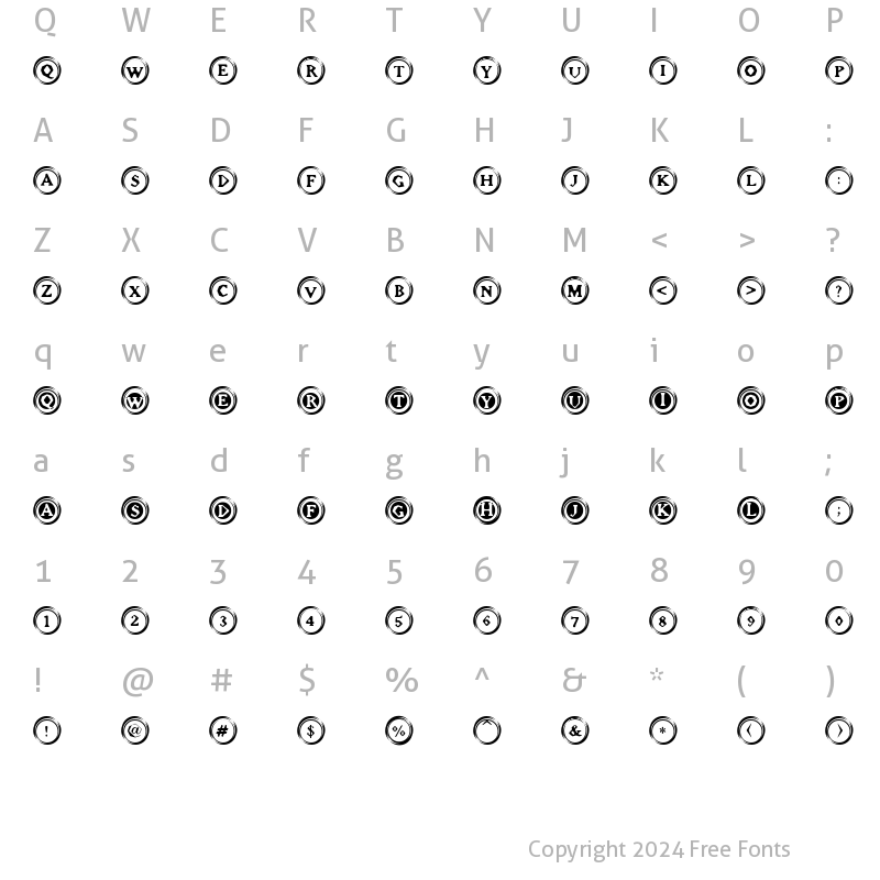 Character Map of Elevator Buttons Two Regular