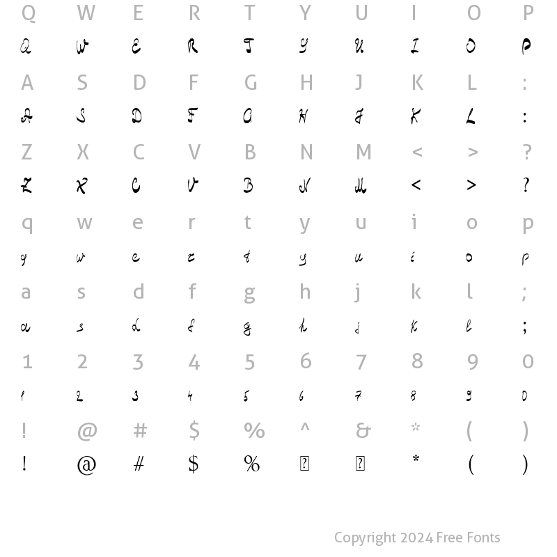 Character Map of elfabe Regular