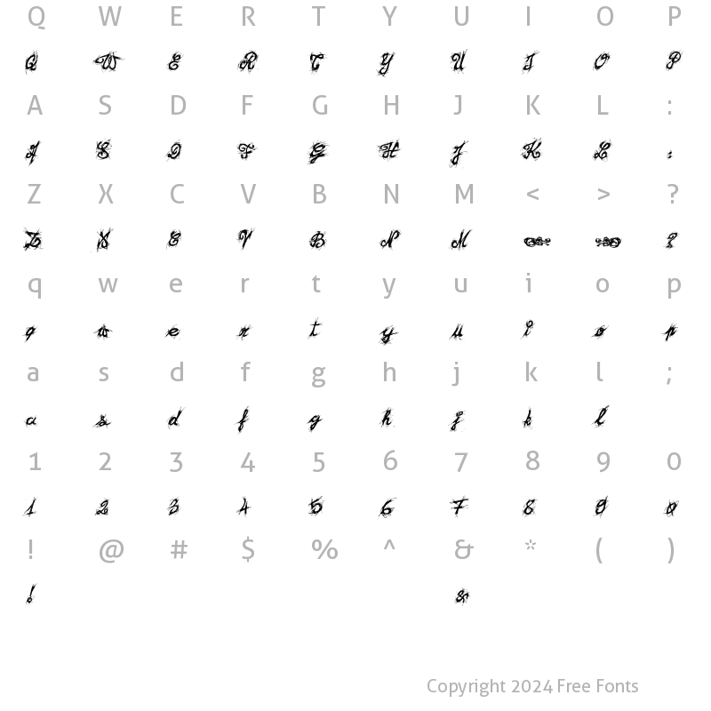 Character Map of <El&Font! Brush> Regular
