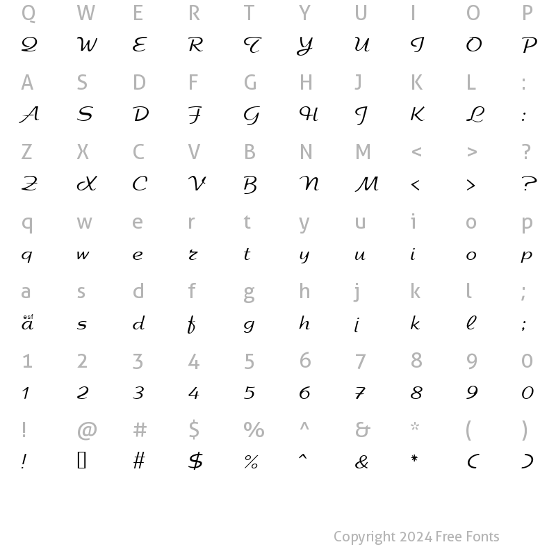 Character Map of Elfring EliteLight Regular