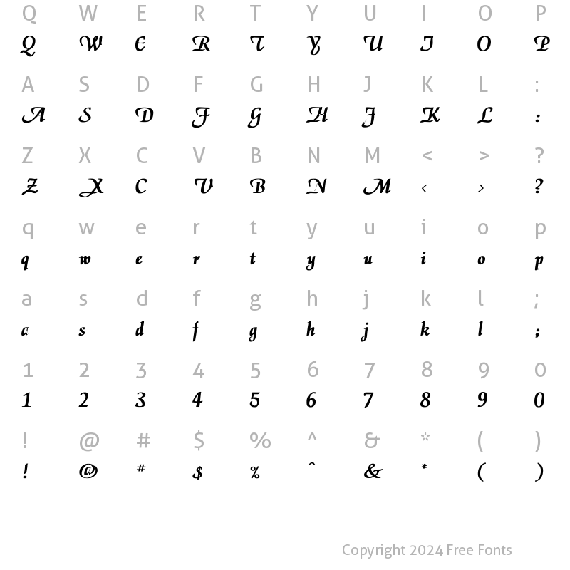 Character Map of ElGar Bold Bold