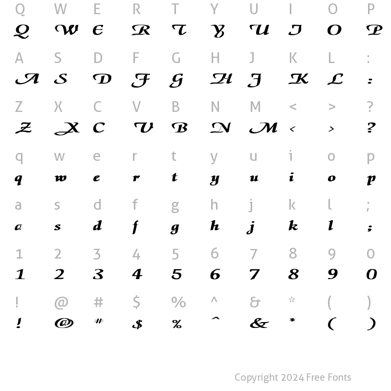 Character Map of ElGar Ex Bold Bold