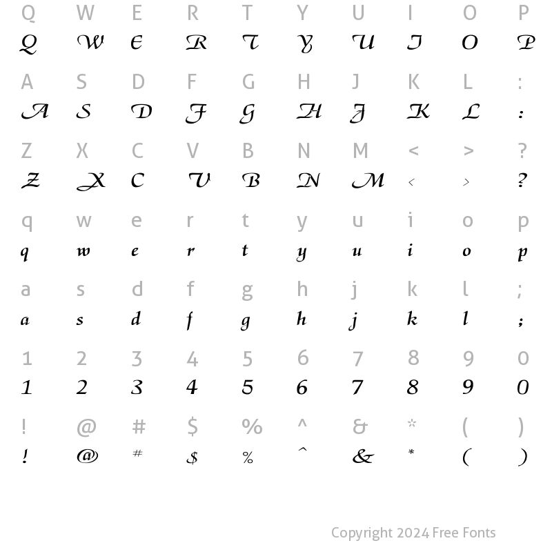 Character Map of ElGar Wd Regular