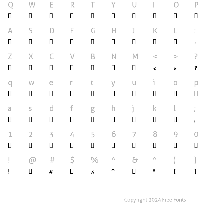 Character Map of Elham Regular