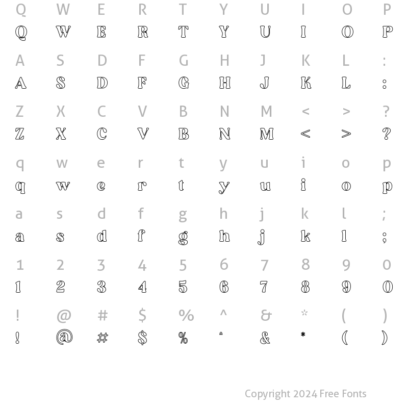 Character Map of Elinga Outline Regular