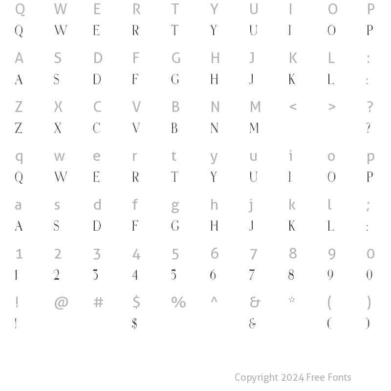 Character Map of Elizabeth Cn Regular