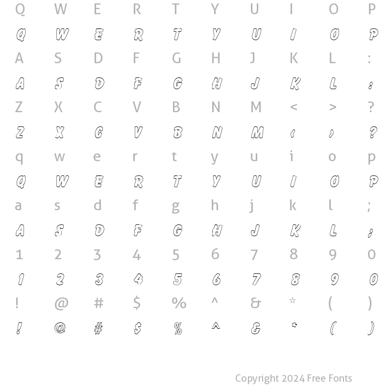 Character Map of ElizabethBeckerOutline ExtraBold