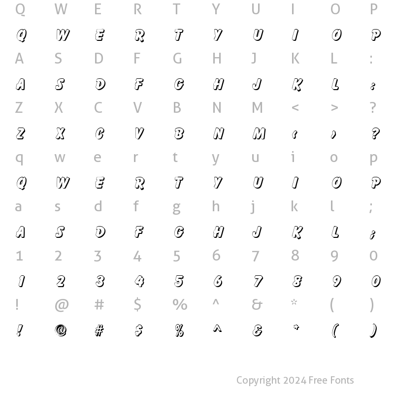 Character Map of ElizabethBeckerShadow ExtraBold