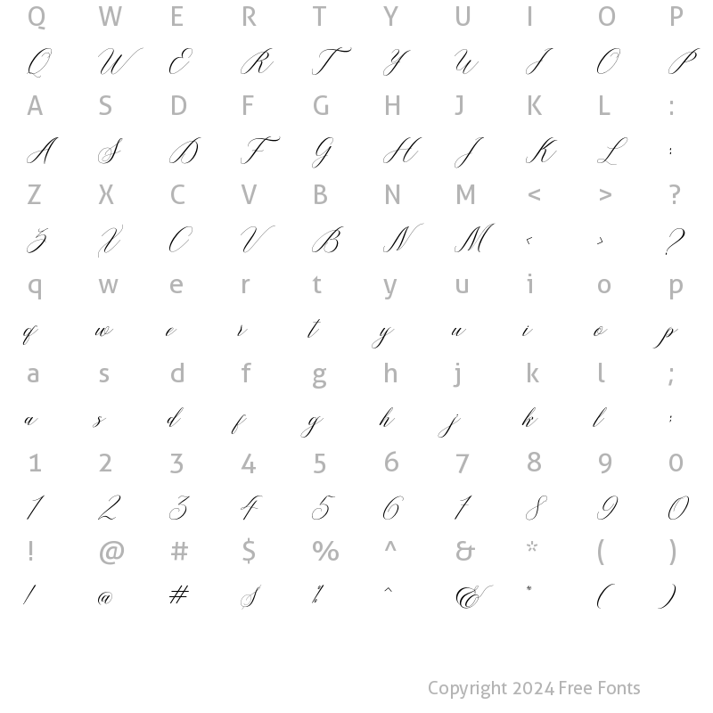 Character Map of Elizabetta Regular