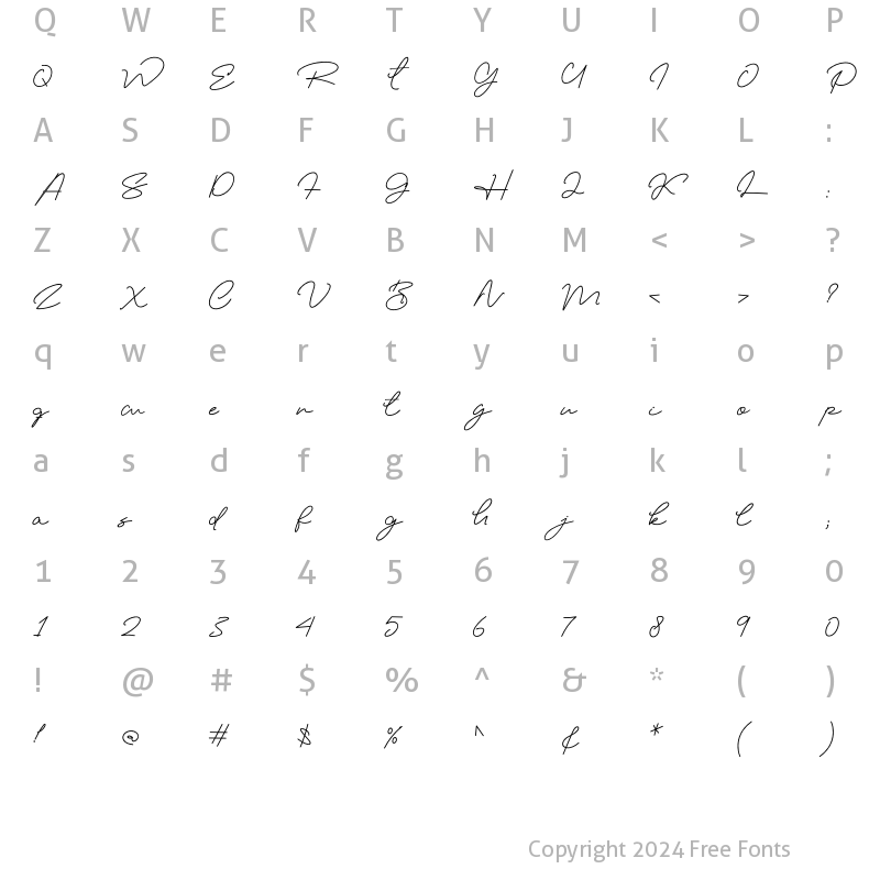 Character Map of Elizany Regular