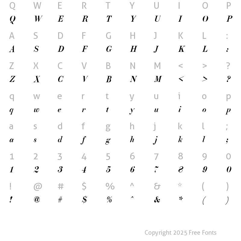 Character Map of ELIZii_A.Z_PS Medium-Italic