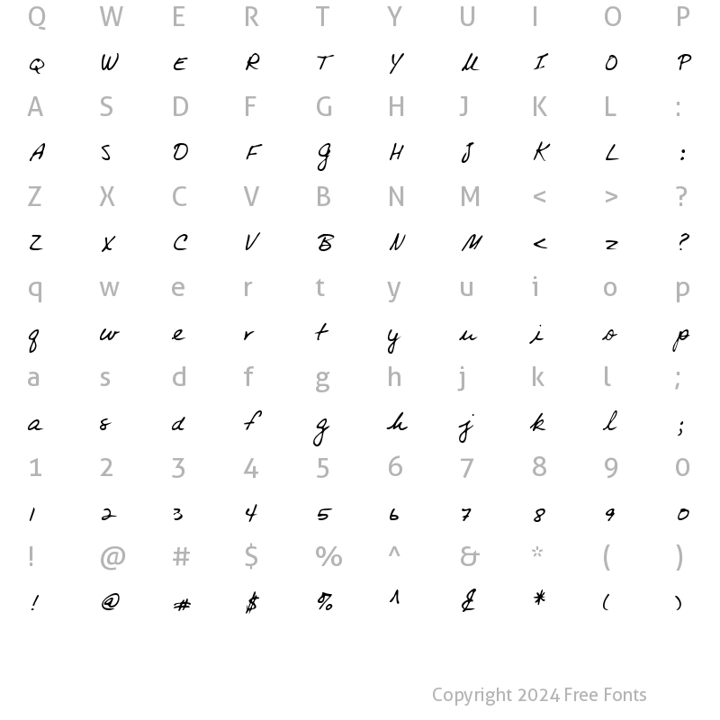 Character Map of ElliesHand Regular