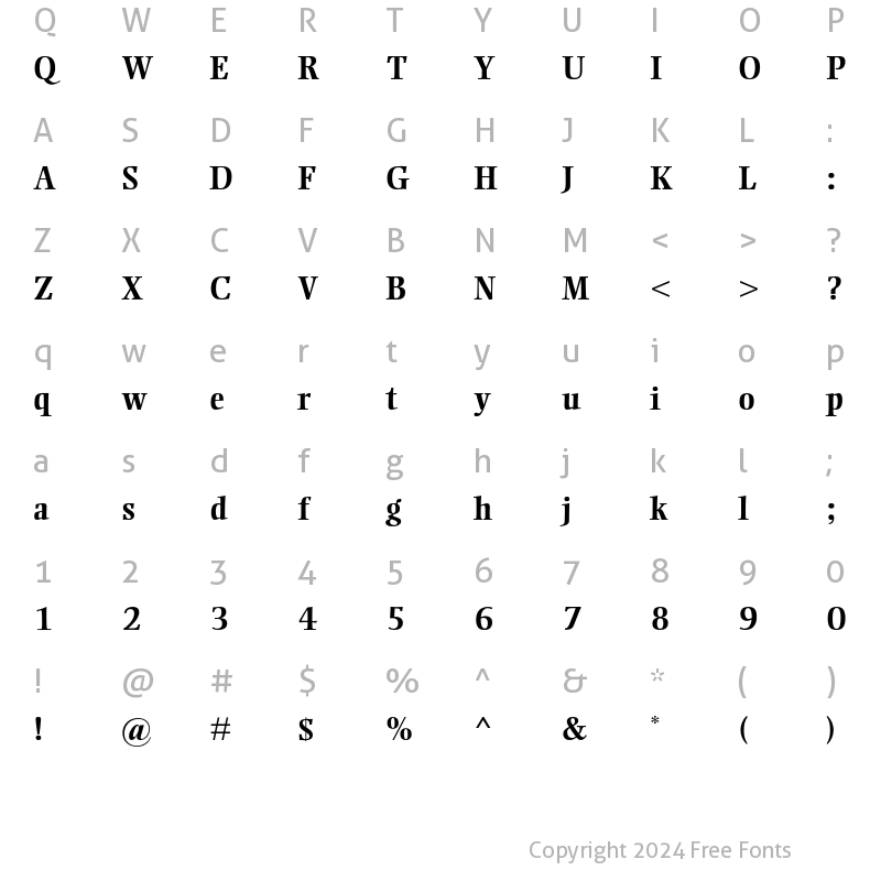 Character Map of Ellington MT Std Bold