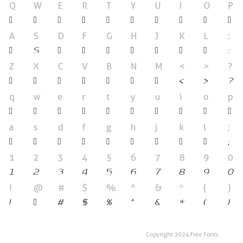 Character Map of Ellinia CLM LightItalic