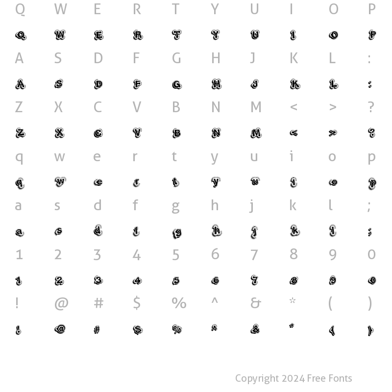 Character Map of ElliottsJigsawDropshadow Regular