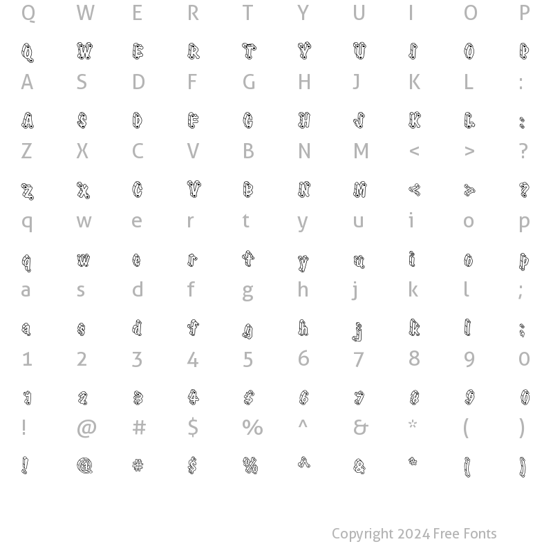 Character Map of ElliottsTyphpoidMThrDLight Regular