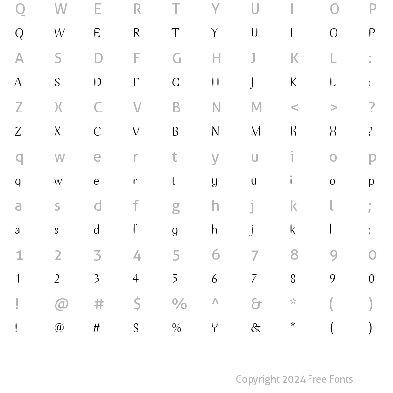 Character Map of Ellipse ITC Regular