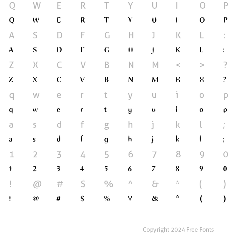 Character Map of Ellipse ITC TT Bold